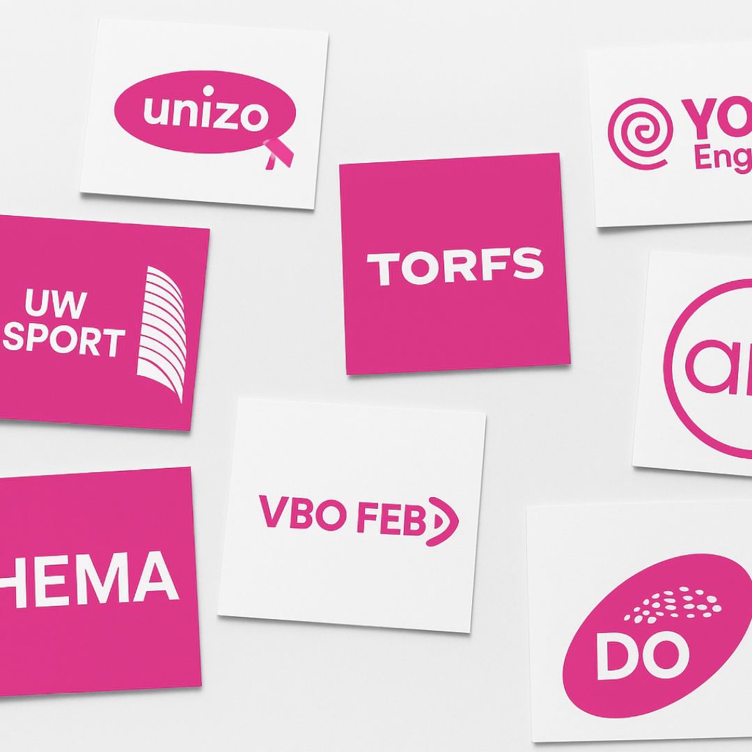 Company logo in pink